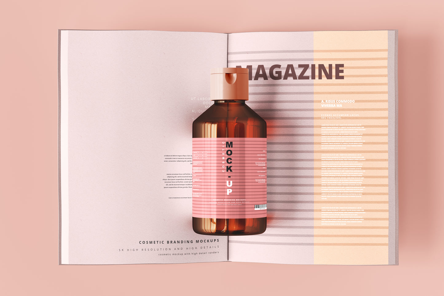 Amber Glass Cosmetic Bottle Mockups