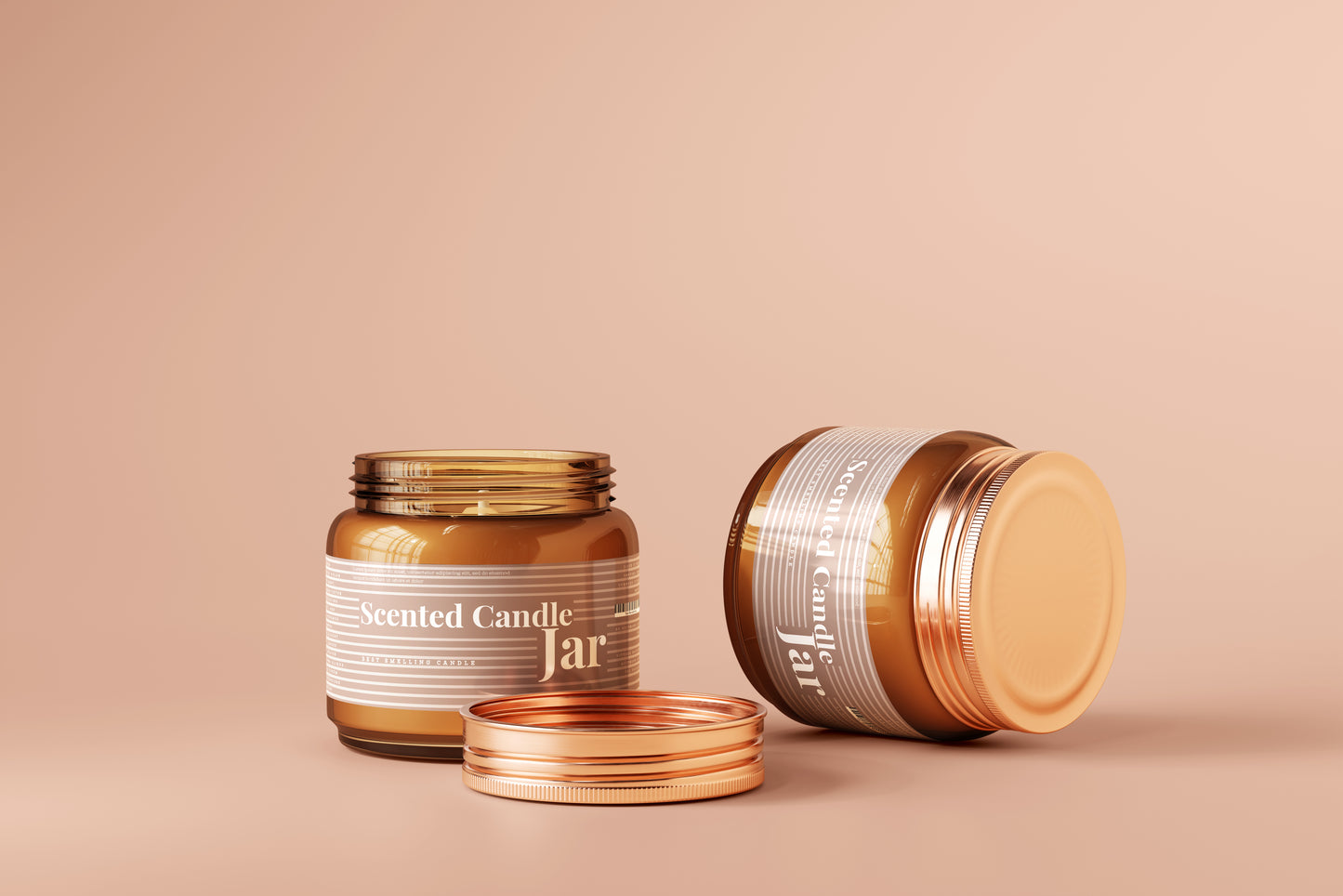 Amber Glass Candle Jar Mockups