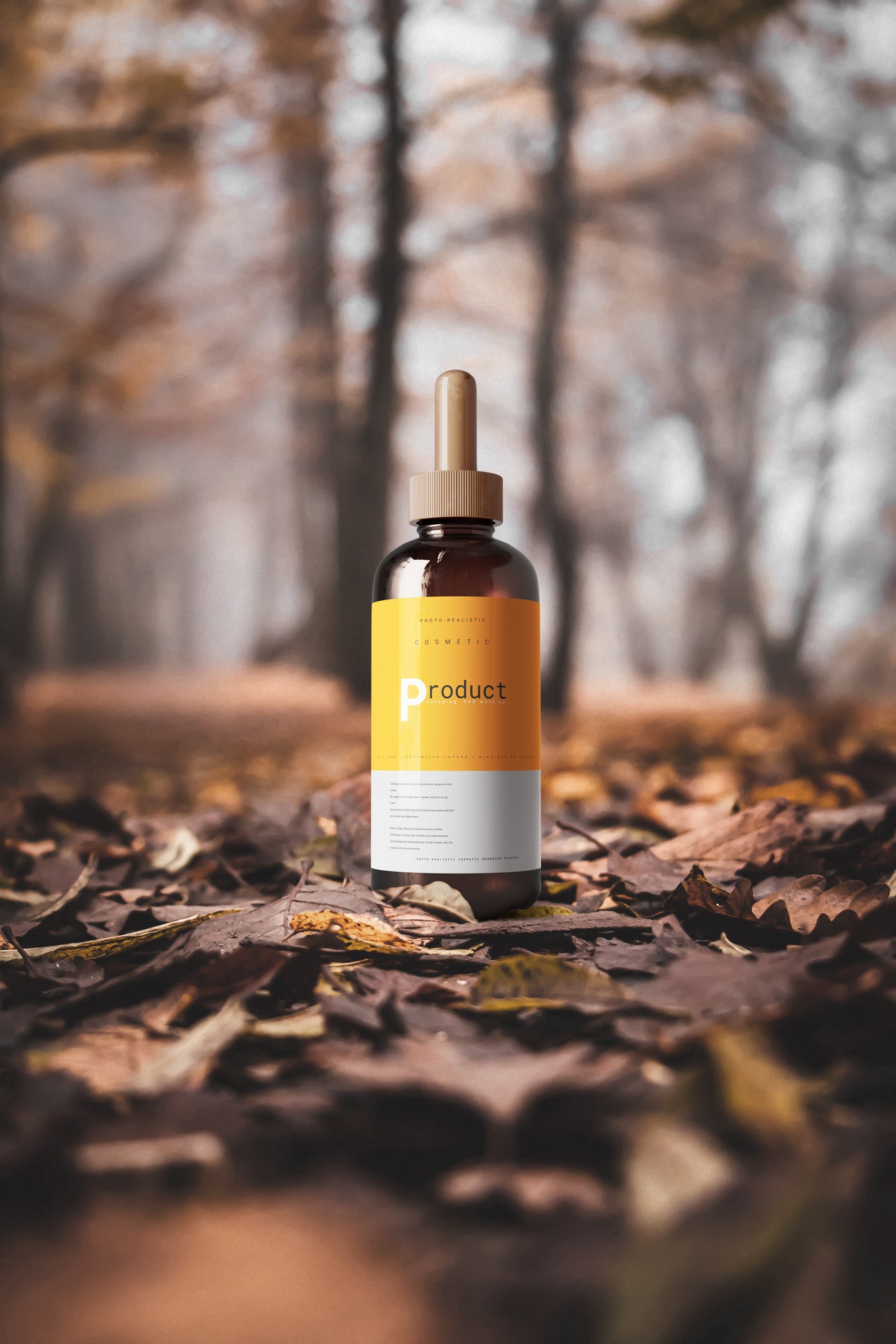 Amber Glass Dropper Bottle Mockup