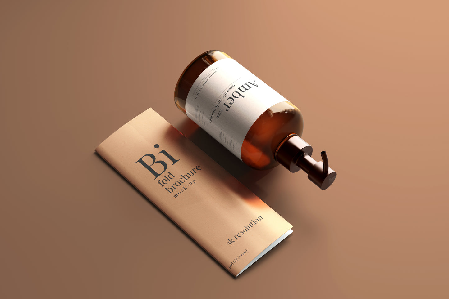 Amber Glass Pump Bottle Mockups