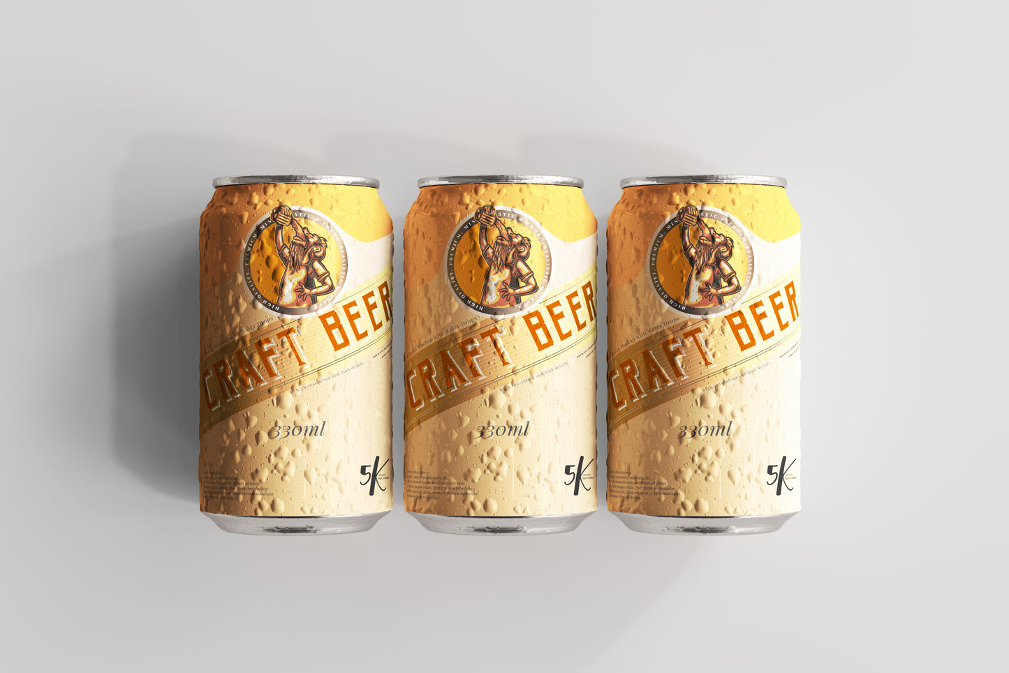 Standard Size Beer Can Mockup with Condensation Effect