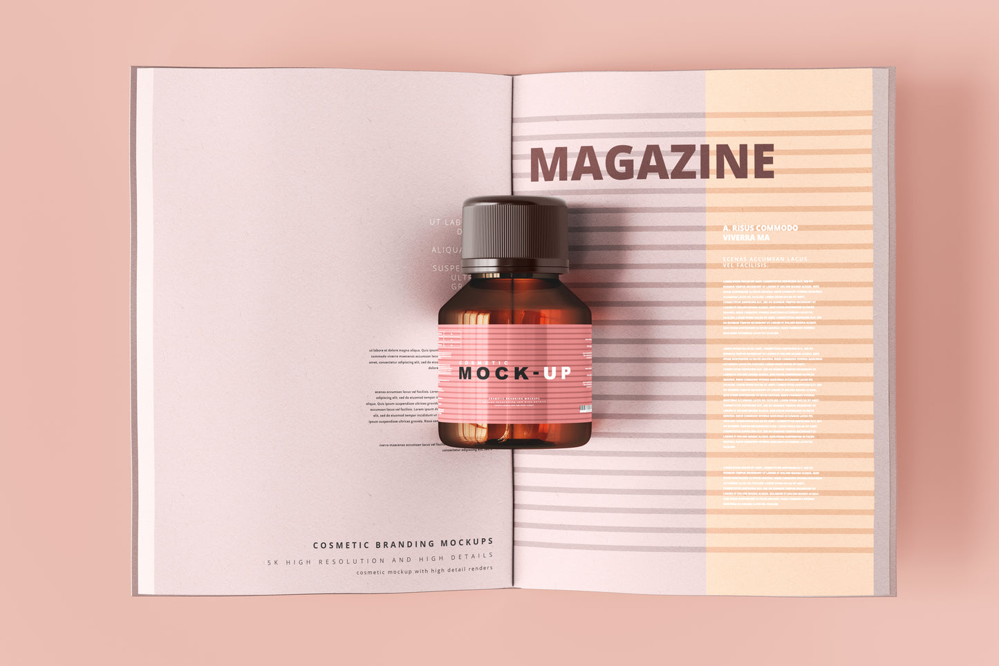 Amber Glass Cosmetic Bottle Mockups