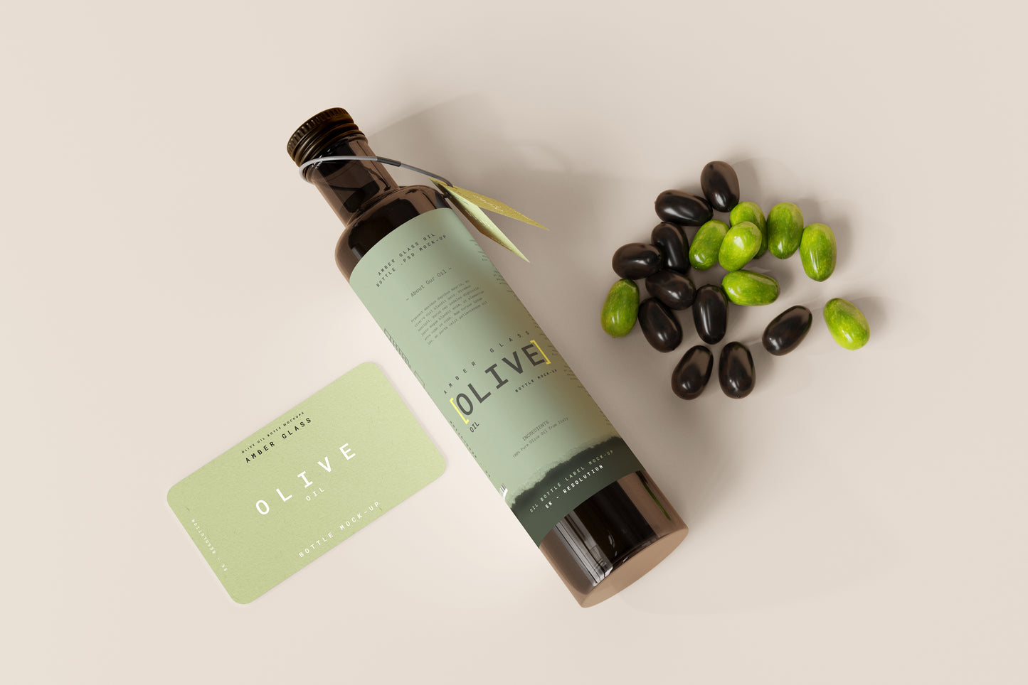 Amber Glass Oil Bottle Mockup Scenes