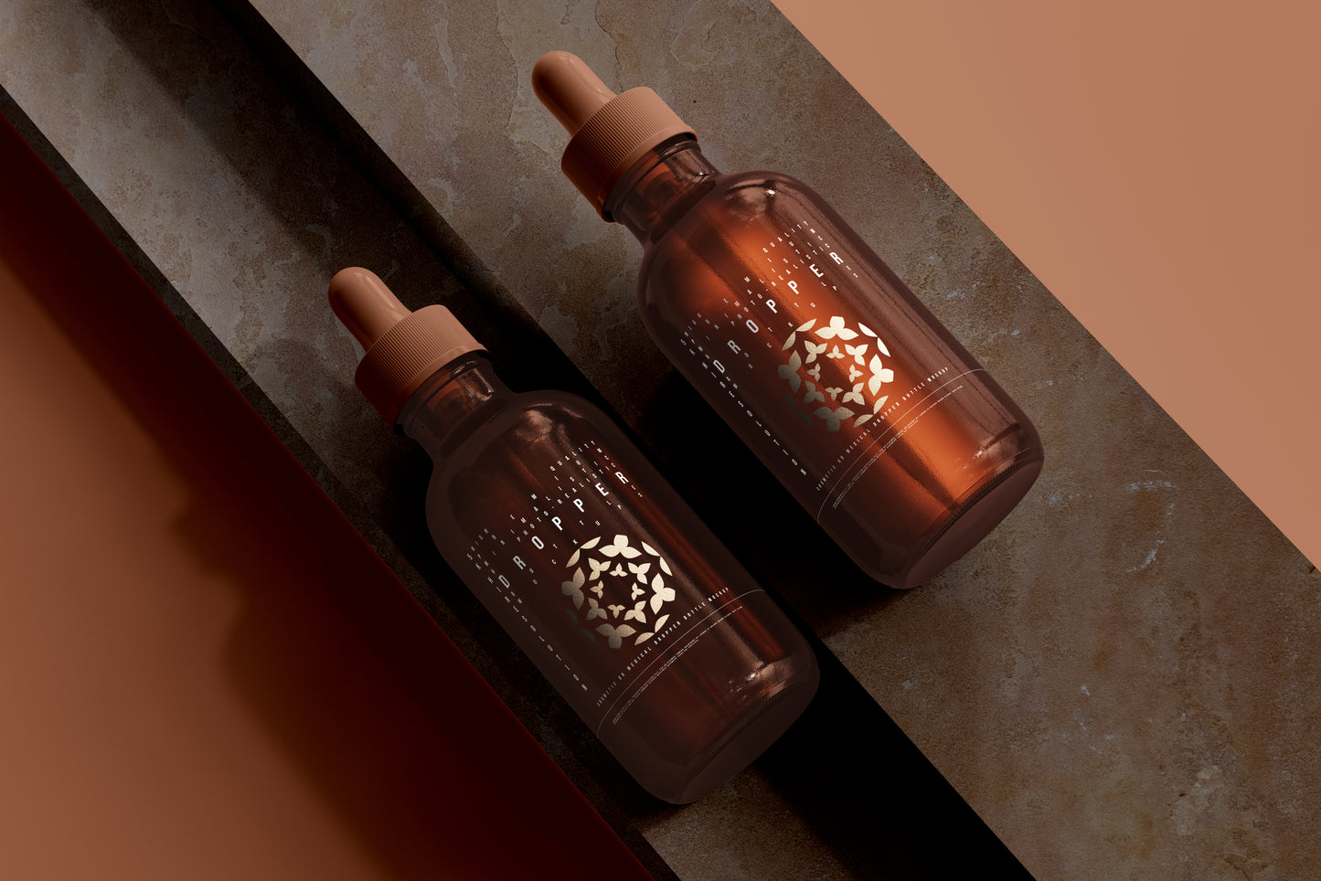 Amber Glass Dropper Bottle Mockup
