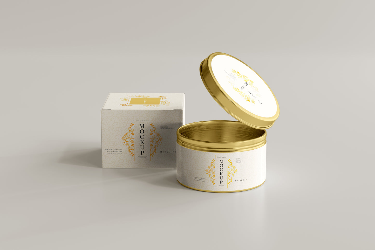 Metal Jar and Box Mockup