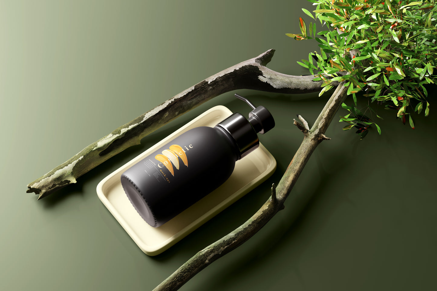 Dark Color Plastic Pump Dispenser Bottle Mockup