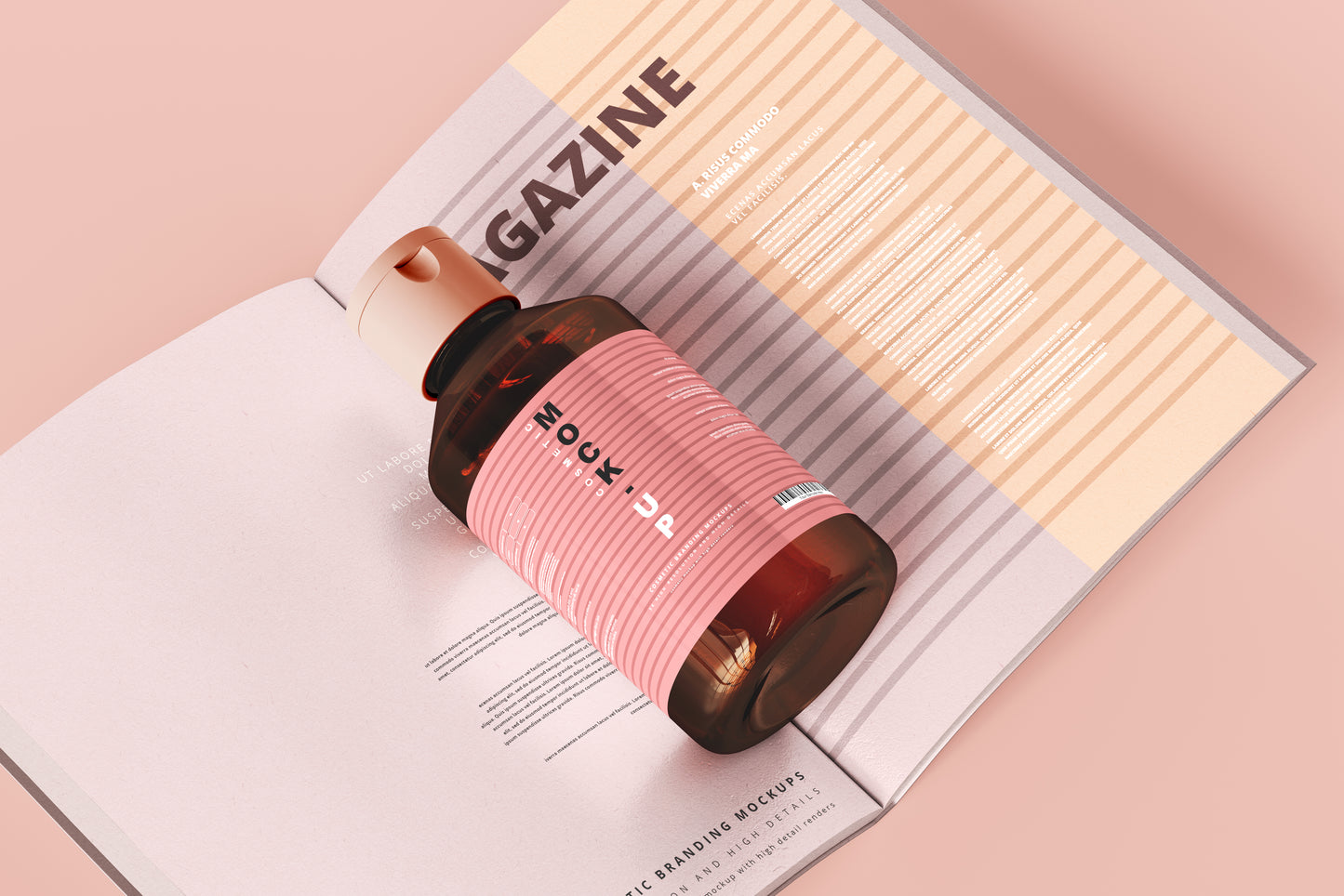 Amber Glass Cosmetic Bottle Mockups