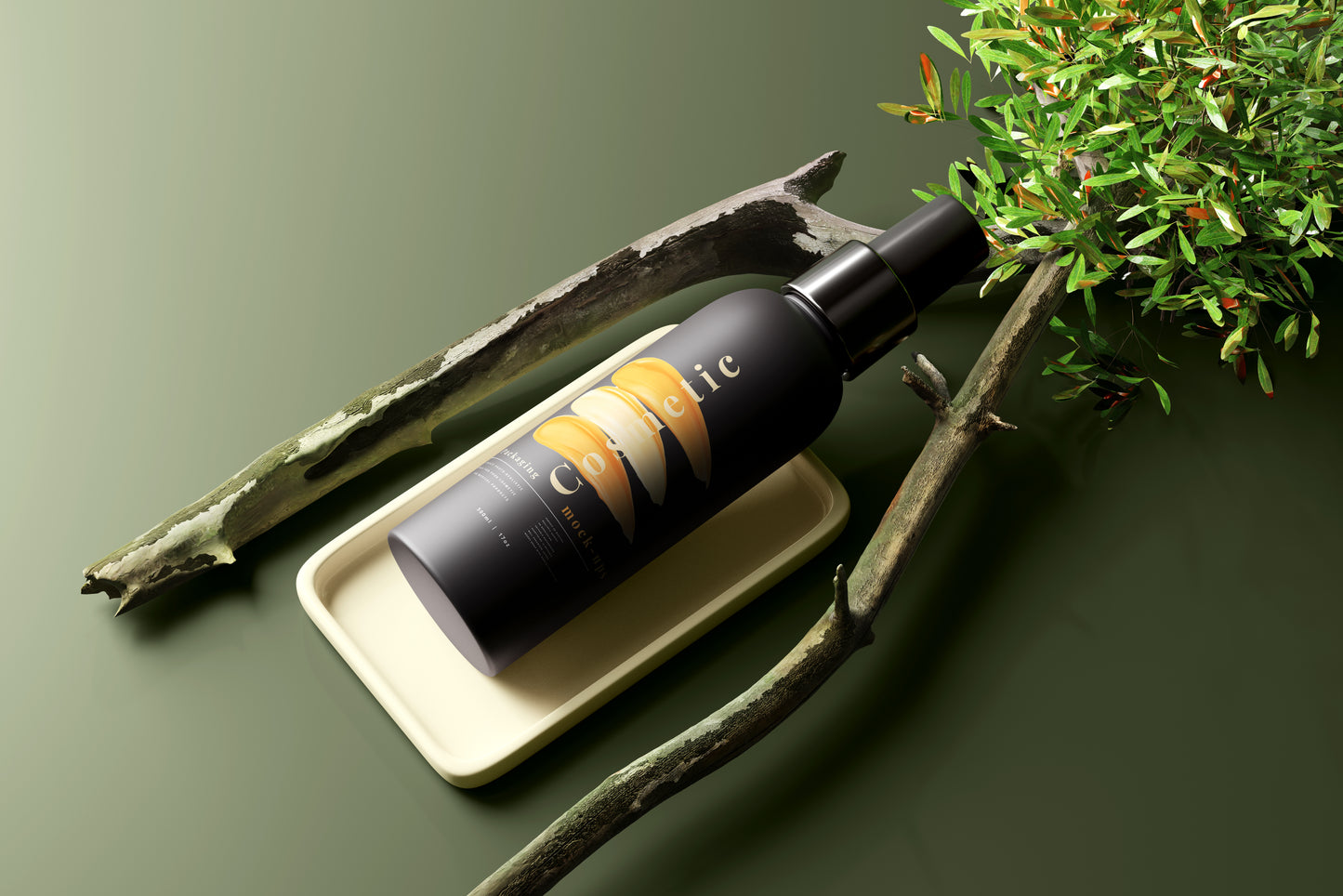 Dark Color Plastic Spray Bottle Mockup