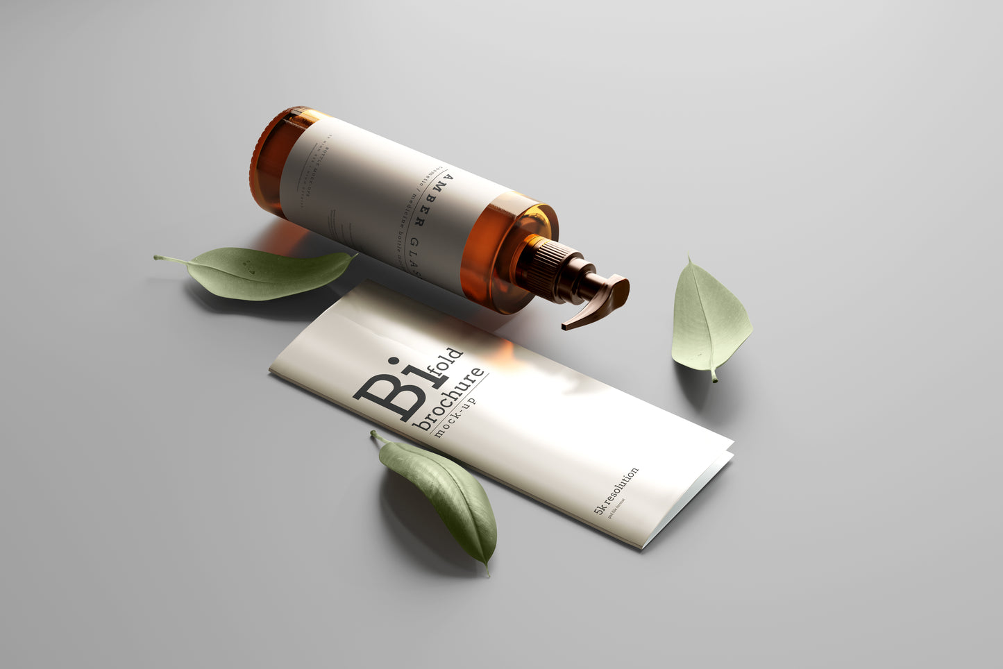 Amber Glass Pump Bottle Mockups