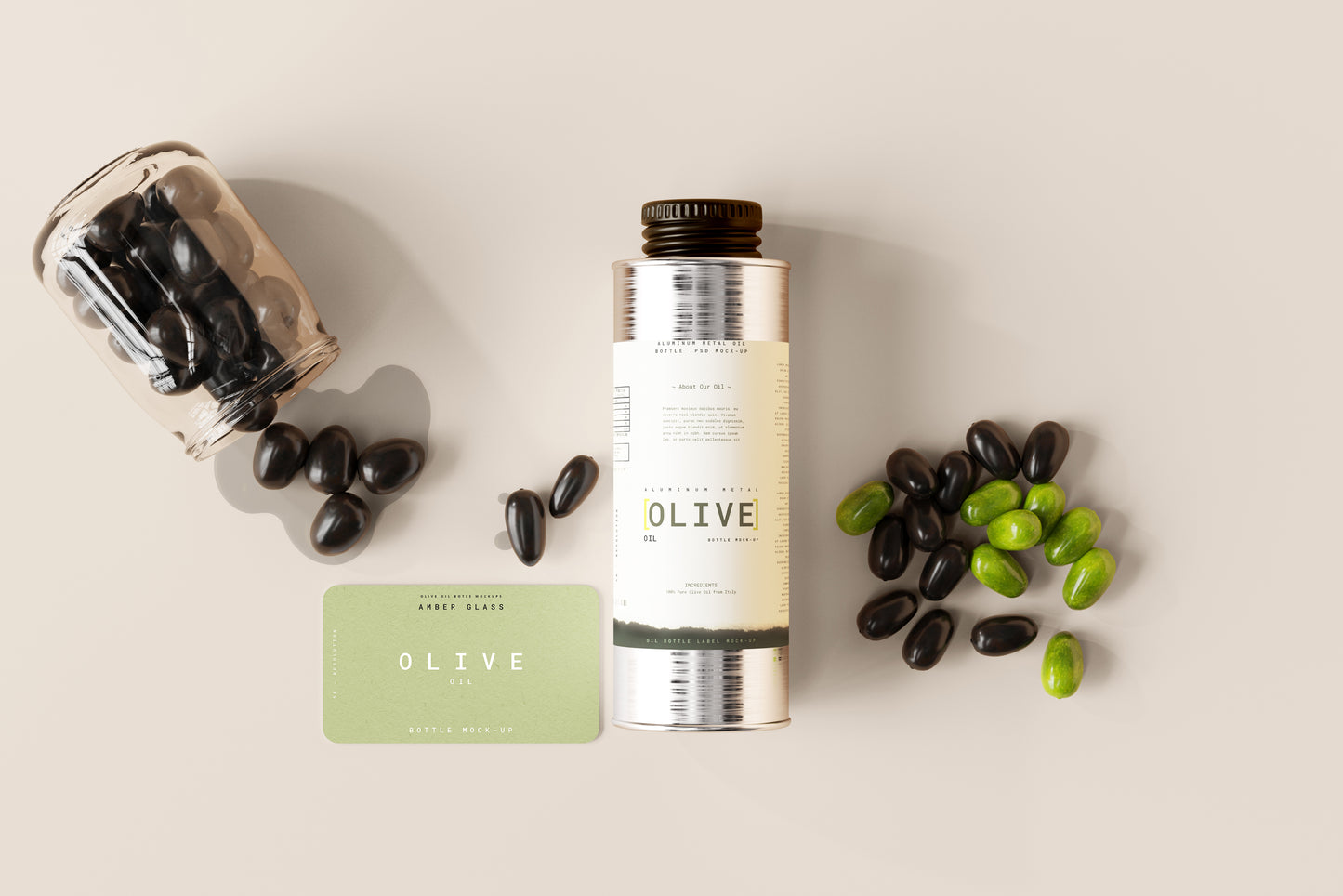 Aluminum Oil Can Mockup Scenes