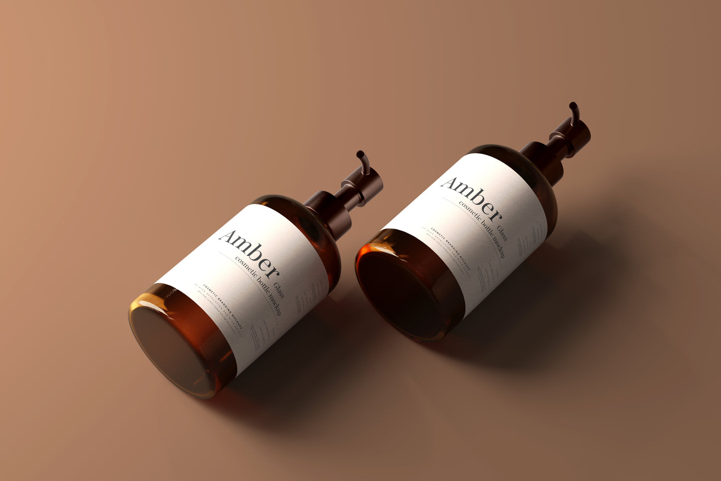 Amber Glass Pump Bottle Mockups