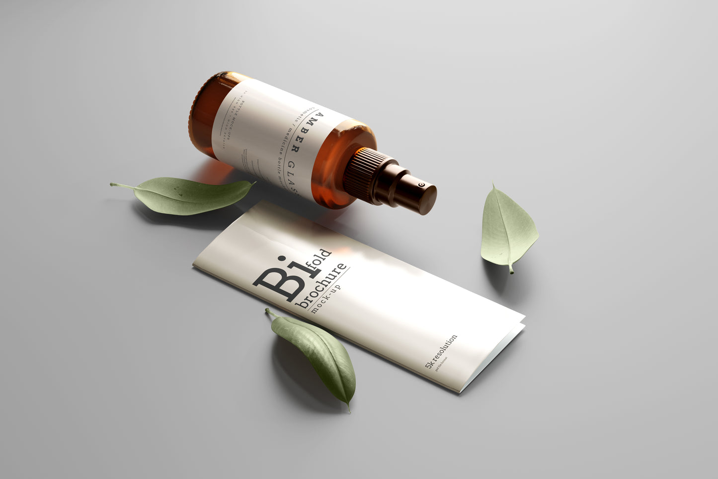 Amber Glass Spray Bottle Mockups