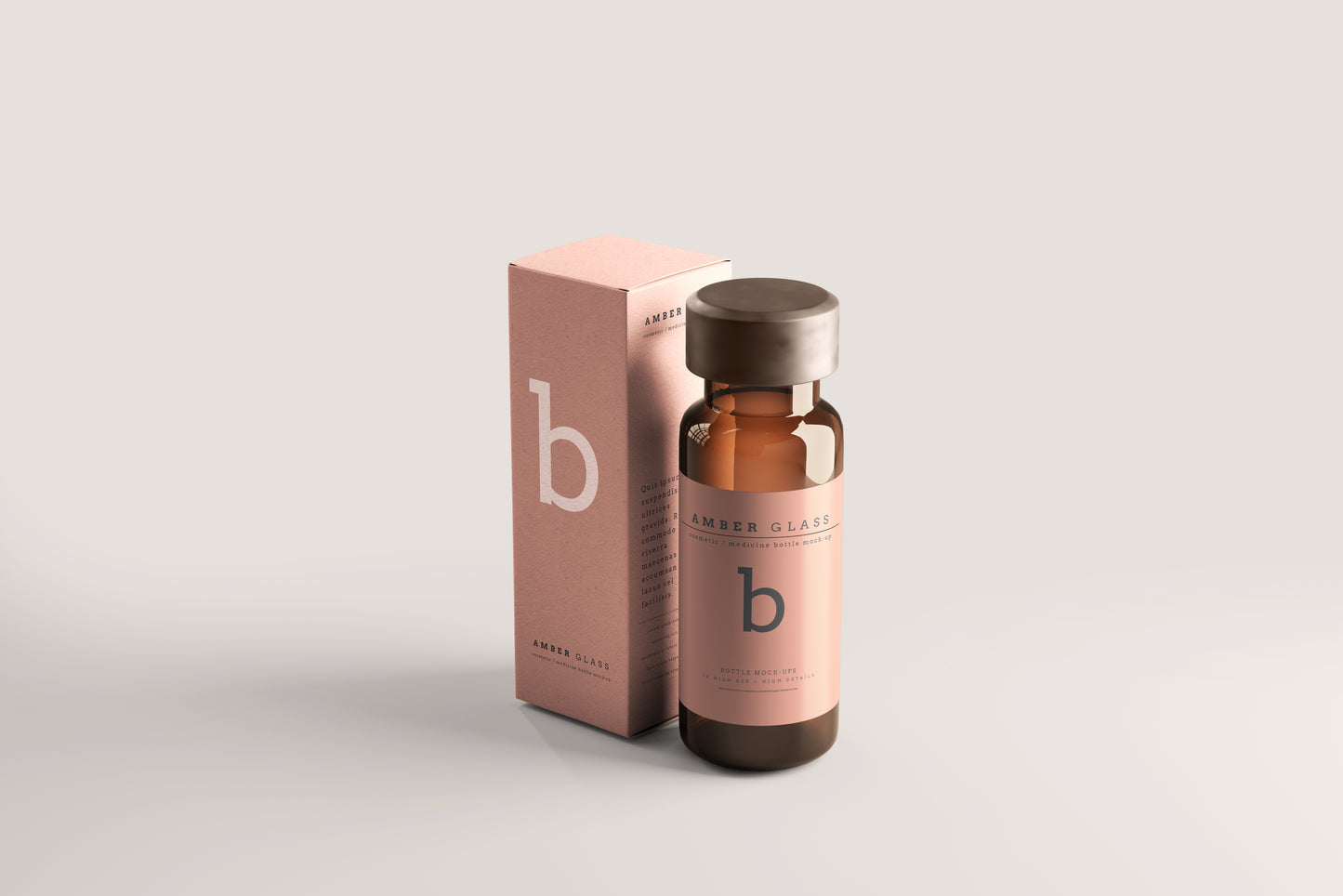 Amber Glass Vial Bottle Mockups