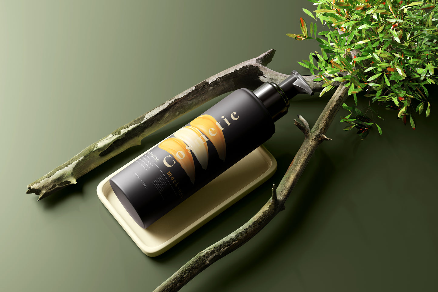 Dark Color Plastic Pump Dispenser Bottle Mockup