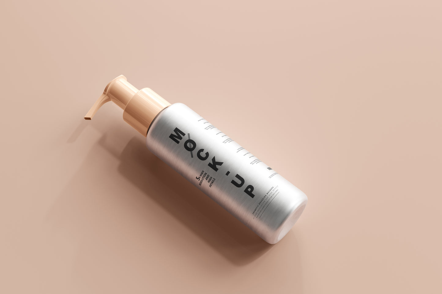 Aluminum Body Cosmetic Pump Bottle Mockup