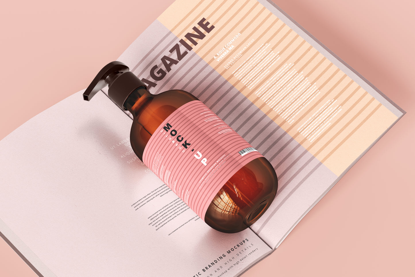 Amber Glass Pump Bottle Mockups