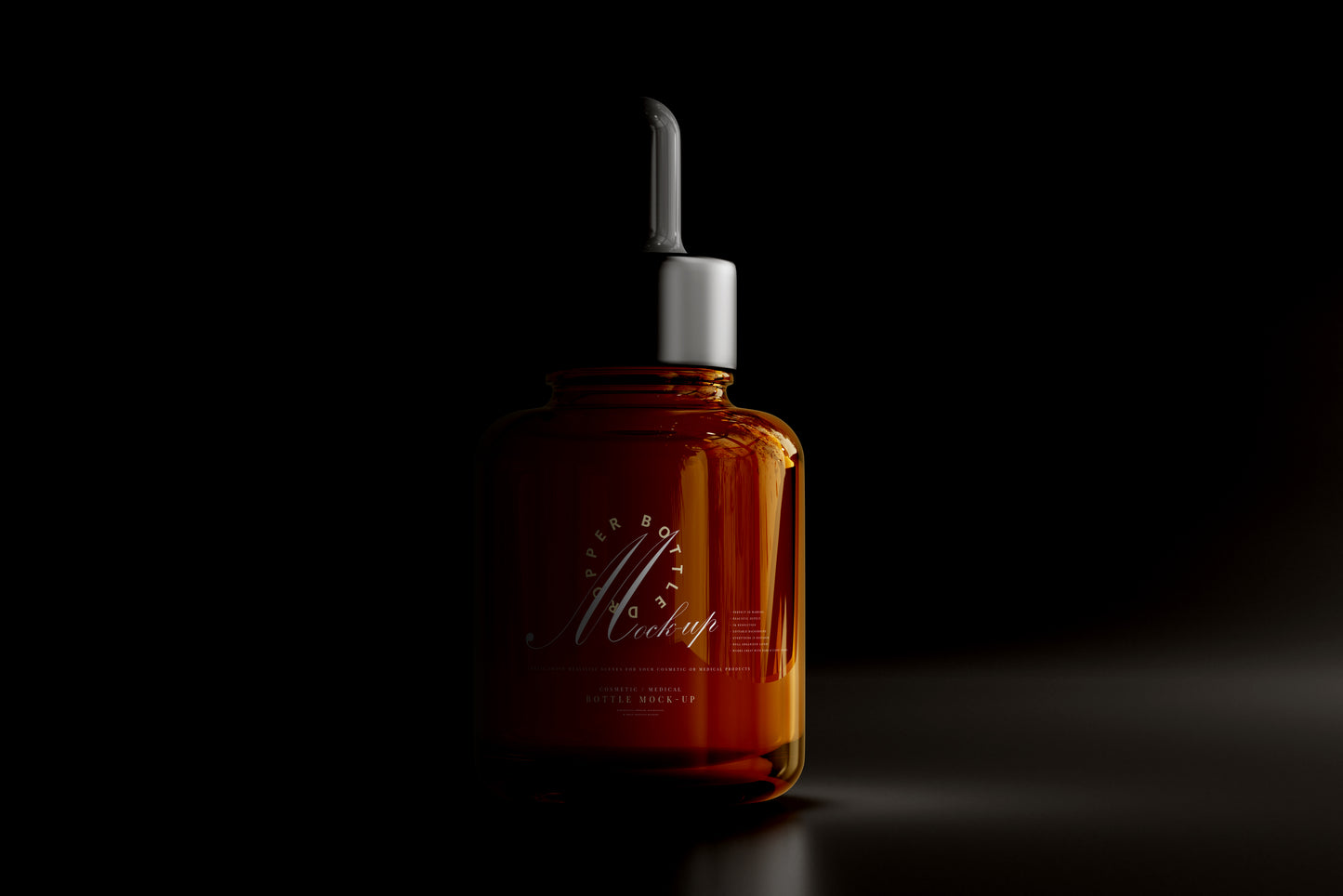 Amber Glass Dropper Bottle Mockup