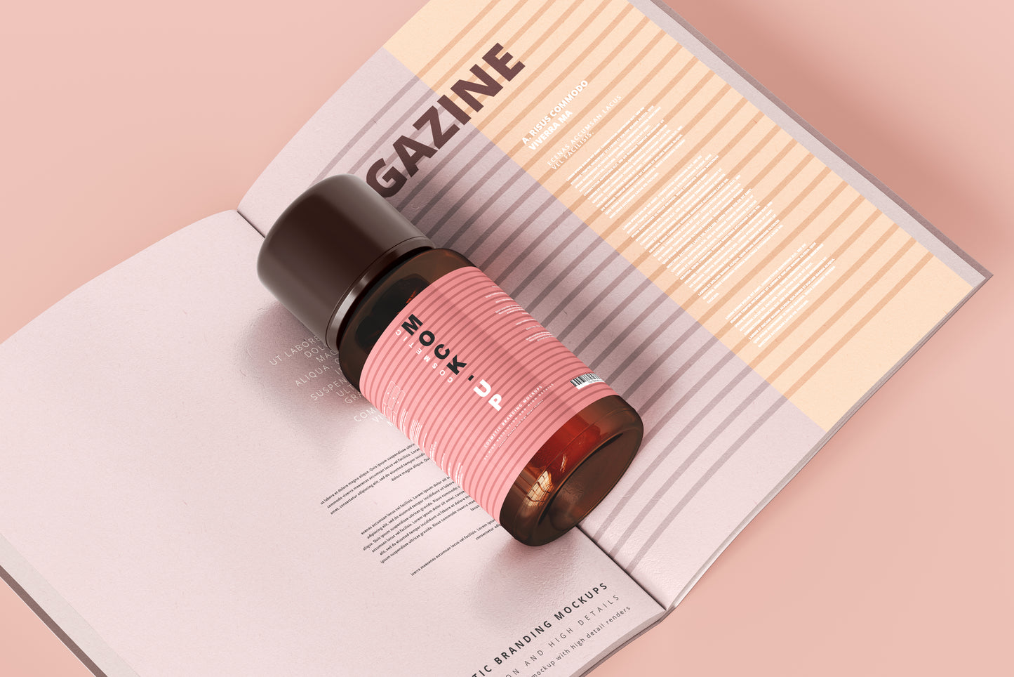 Amber Glass Cosmetic Bottle Mockups
