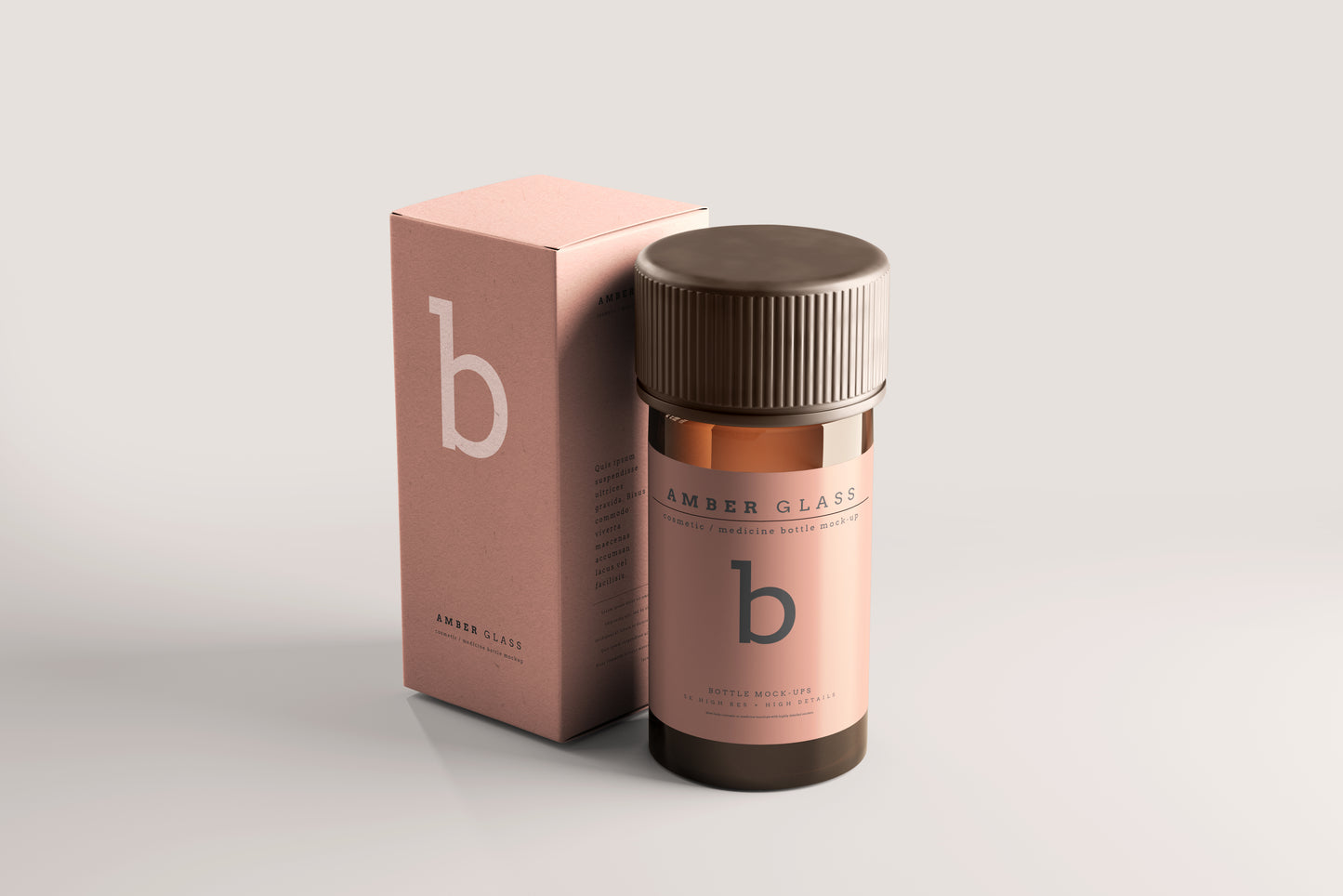Amber Glass Bottle Mockup
