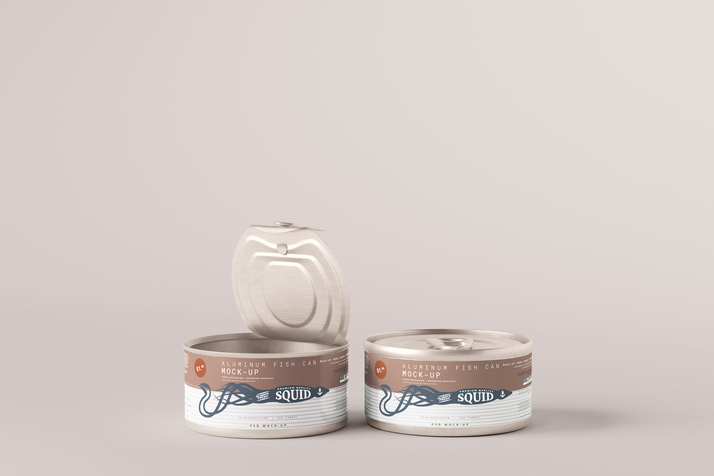 Easy Open Small Aluminum Food Can Mockup