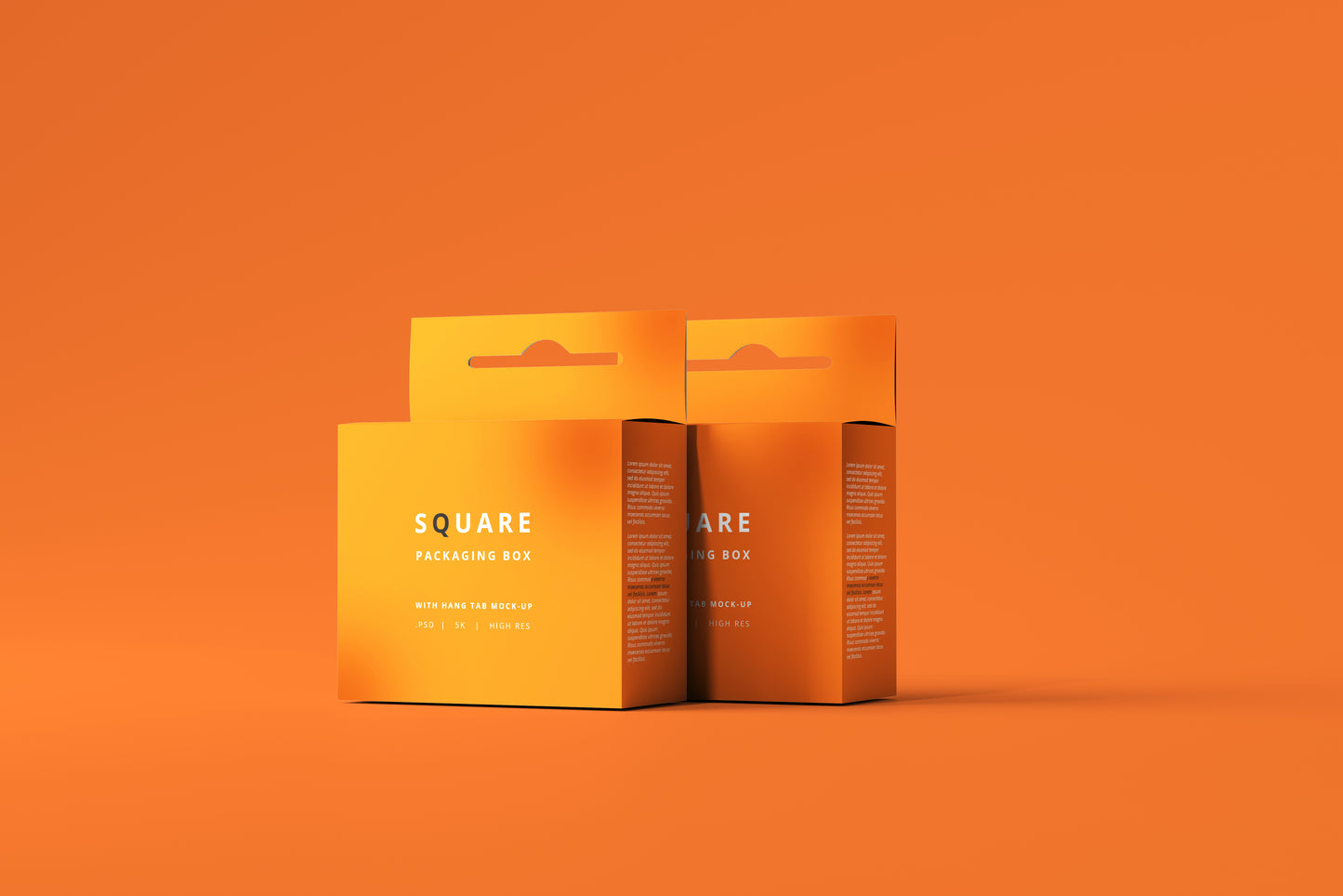 Square Packaging Box With Hang Tab Mockup