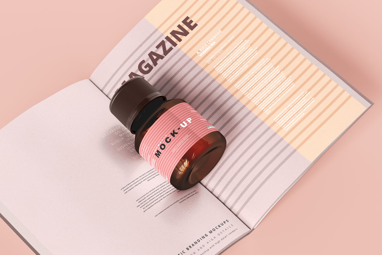 Amber Glass Cosmetic Bottle Mockups