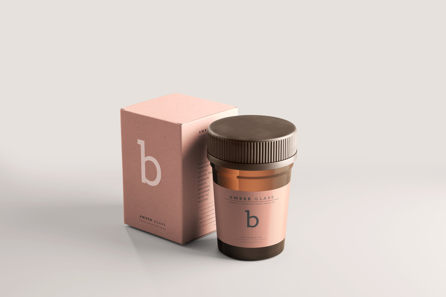 Amber Glass Pills Bottle Mockups