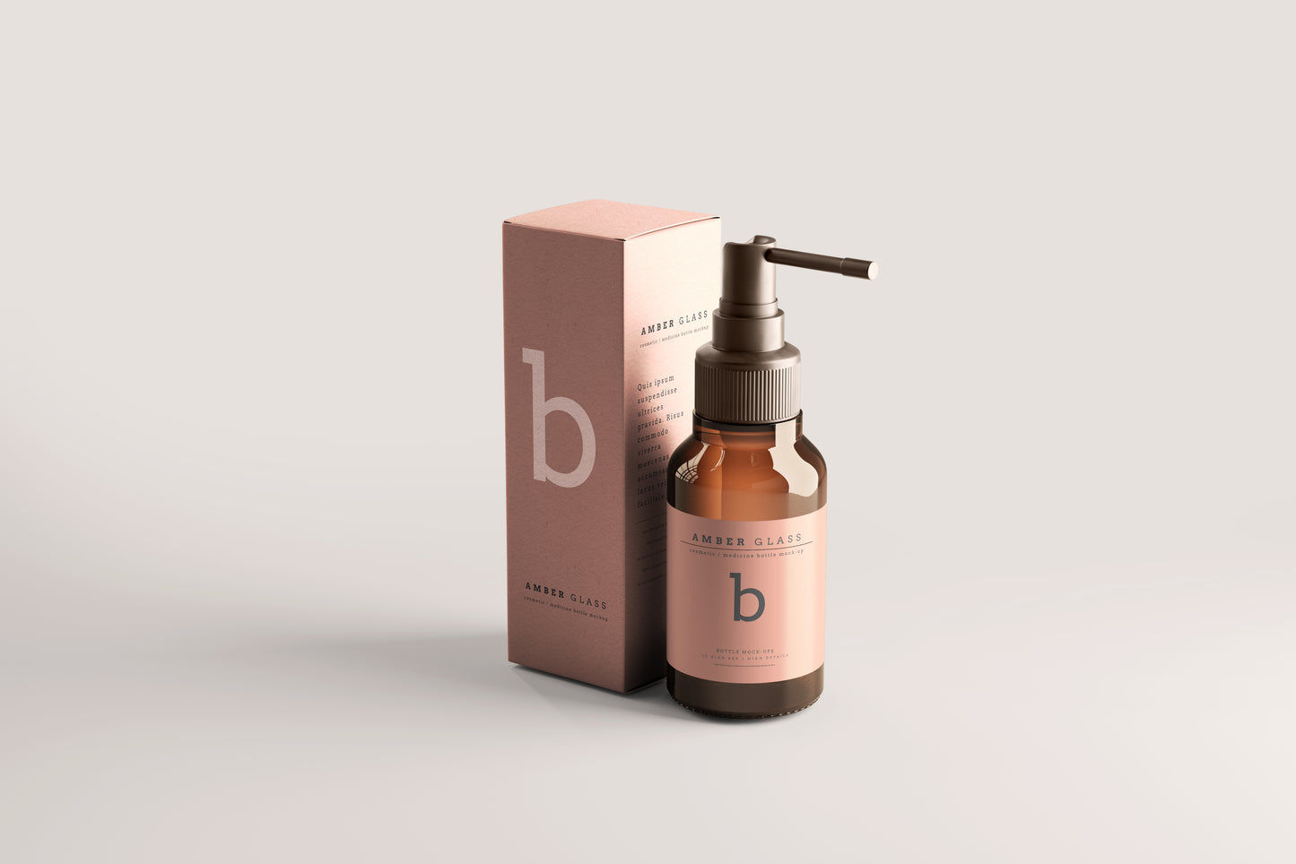 Amber Glass Throat Spray Bottle Mockups