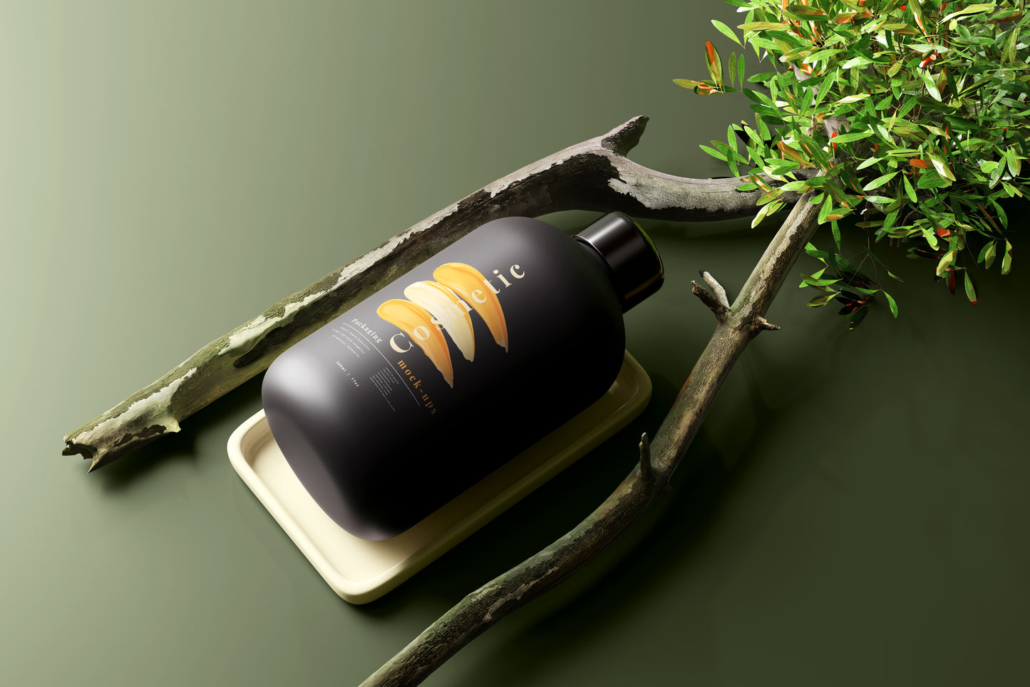 Dark Color Plastic Cosmetic Packaging Bottle Mockup