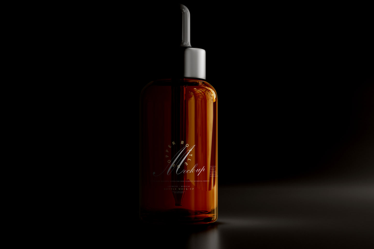 Amber Glass Dropper Bottle Mockup