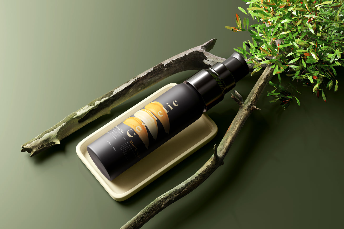 Dark Color Plastic Spray Bottle Mockup