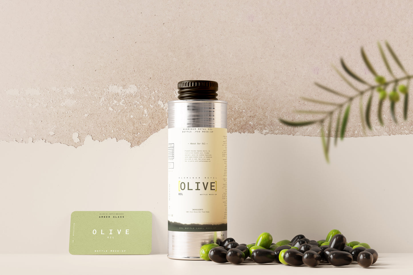 Aluminum Oil Can Mockup Scenes