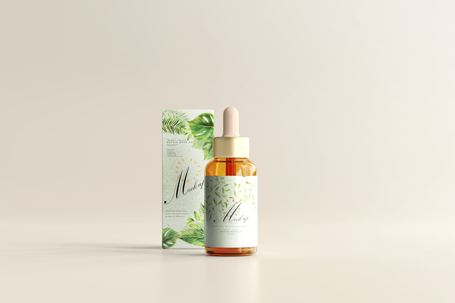 Amber Glass Dropper Bottle Mockup