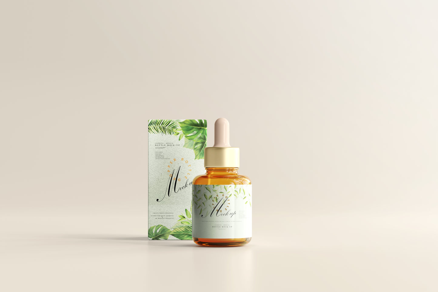 Amber Glass Dropper Bottle Mockup