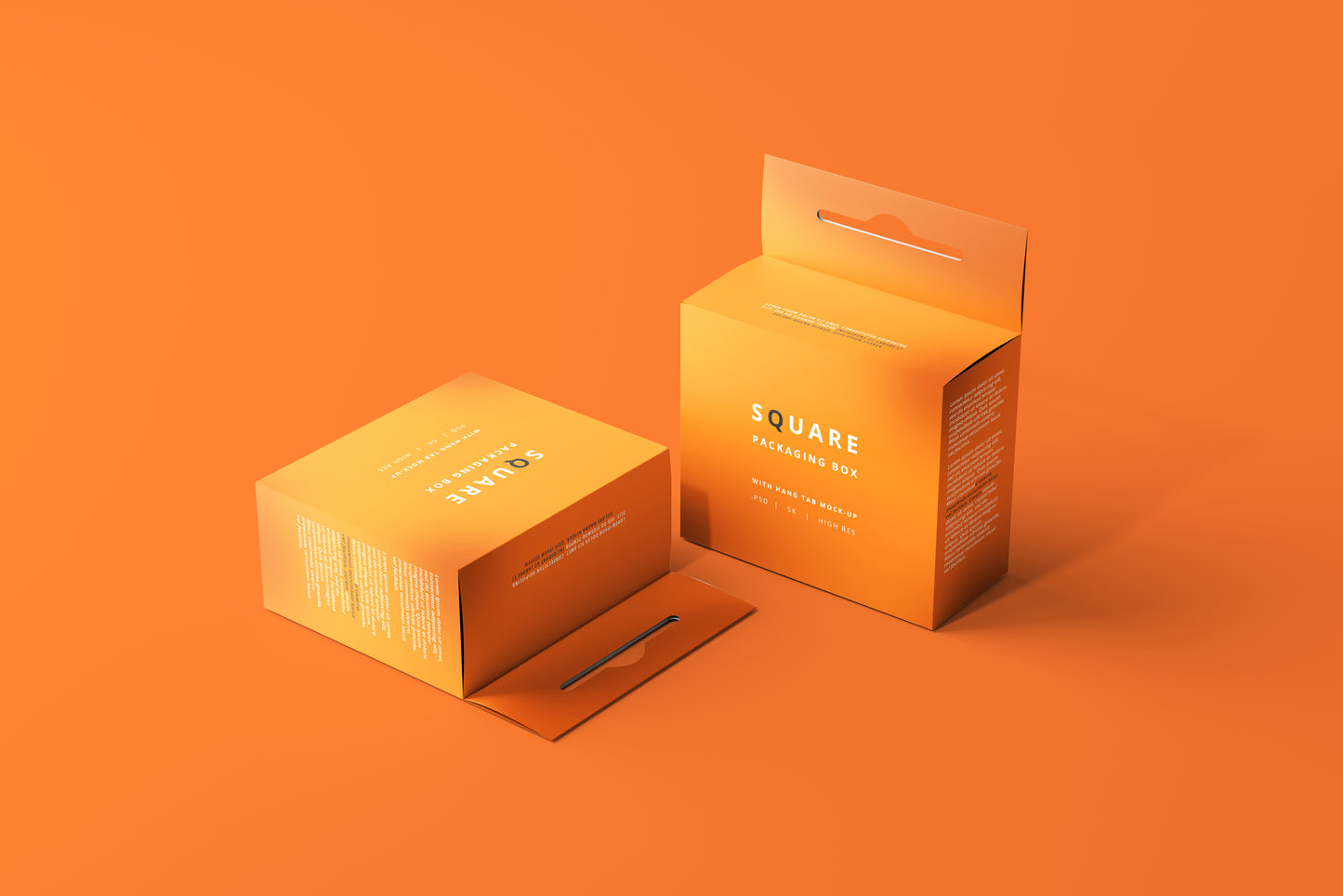 Square Packaging Box With Hang Tab Mockup