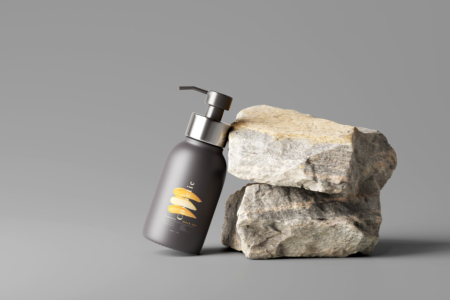 Dark Color Plastic Pump Dispenser Bottle Mockup