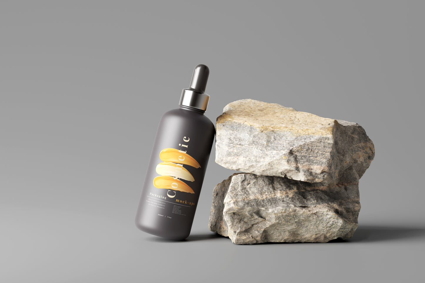 Dark Color Plastic Dropper or Serum Bottle Mockup