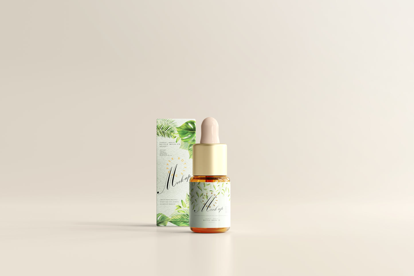 Amber Glass Dropper Bottle Mockup