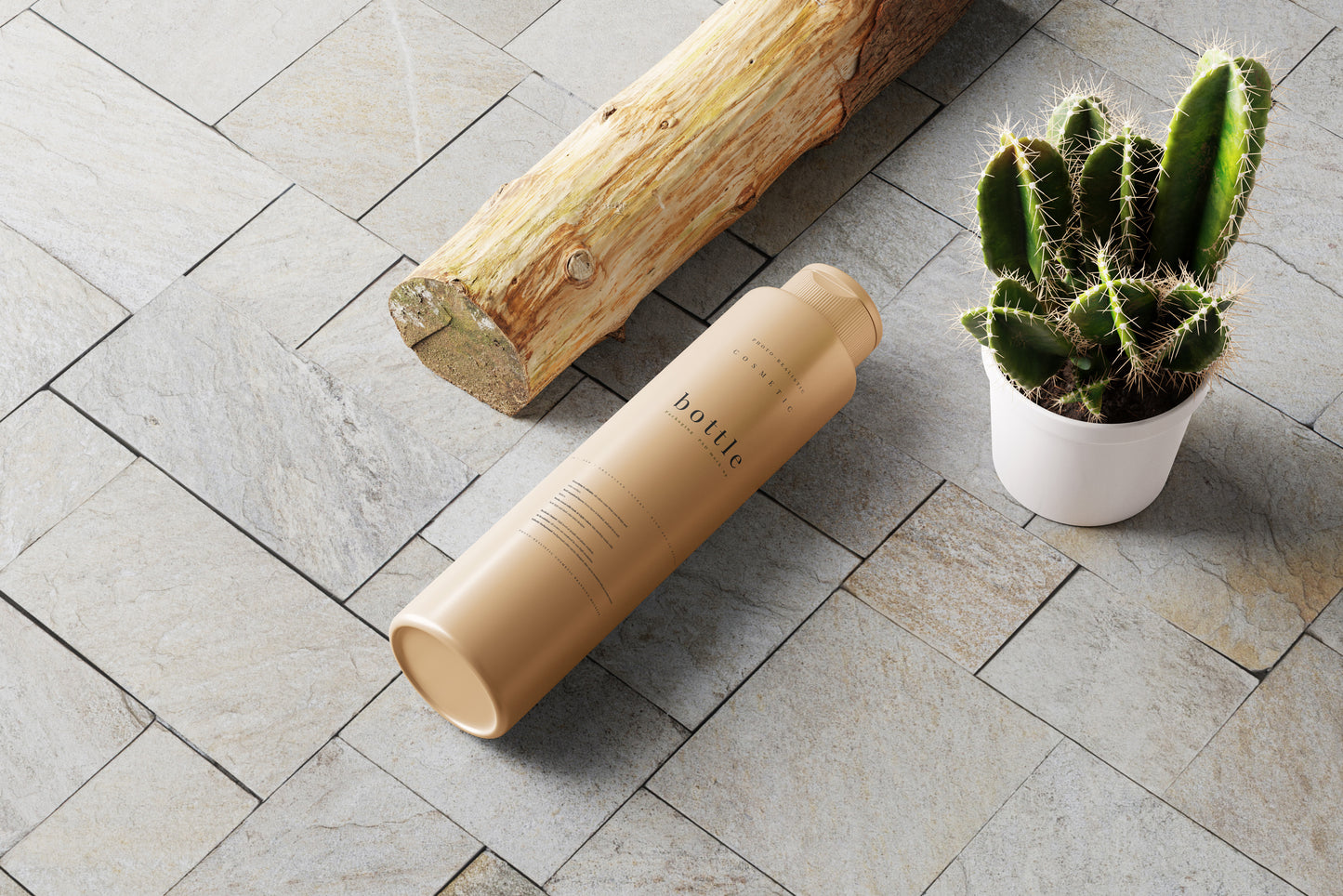 Slim Plastic Cosmetic Bottle Mockup