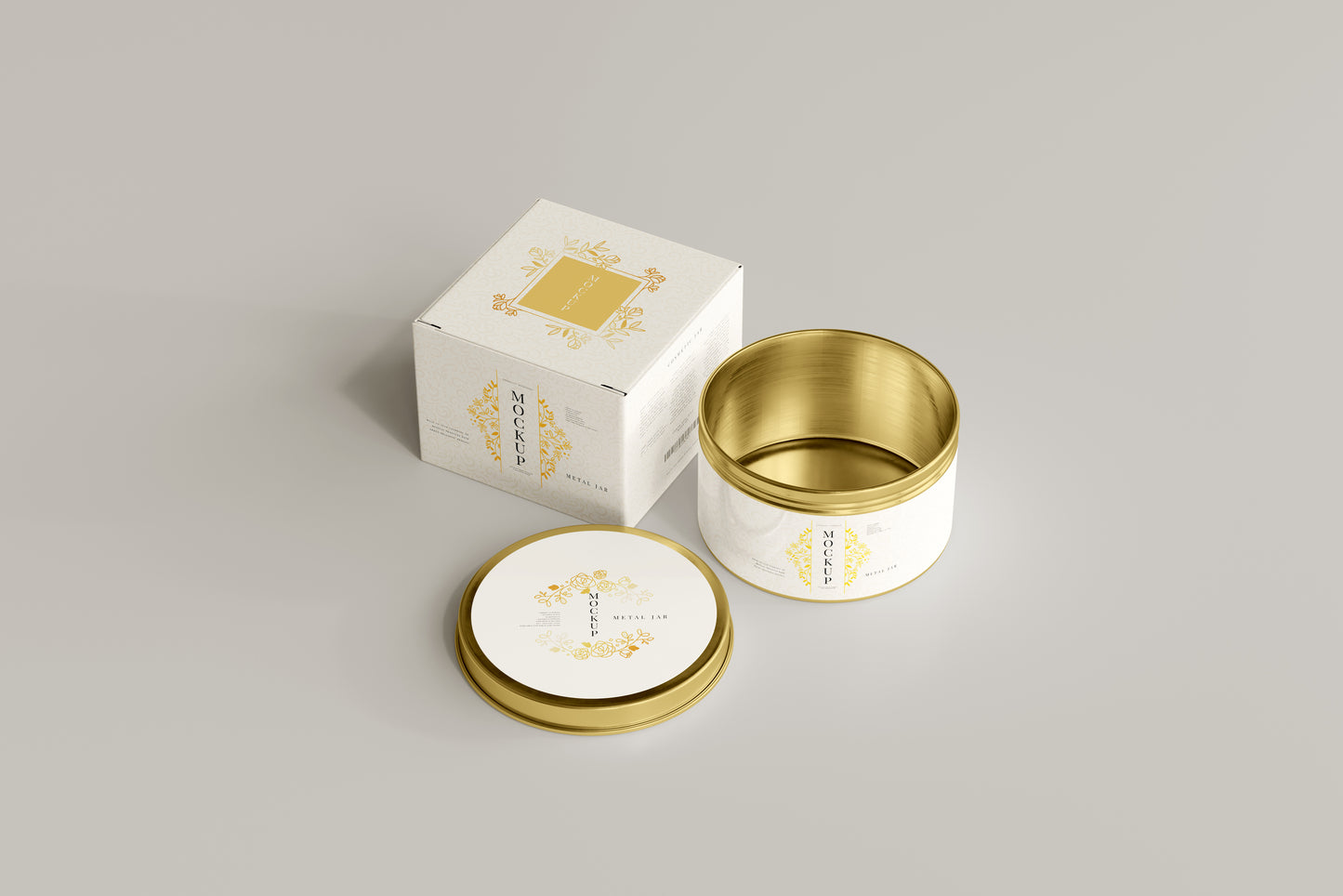 Metal Jar and Box Mockup