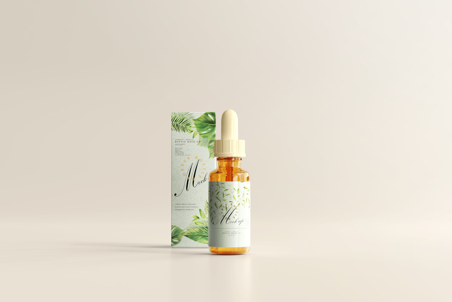 Amber Glass Dropper Bottle Mockup