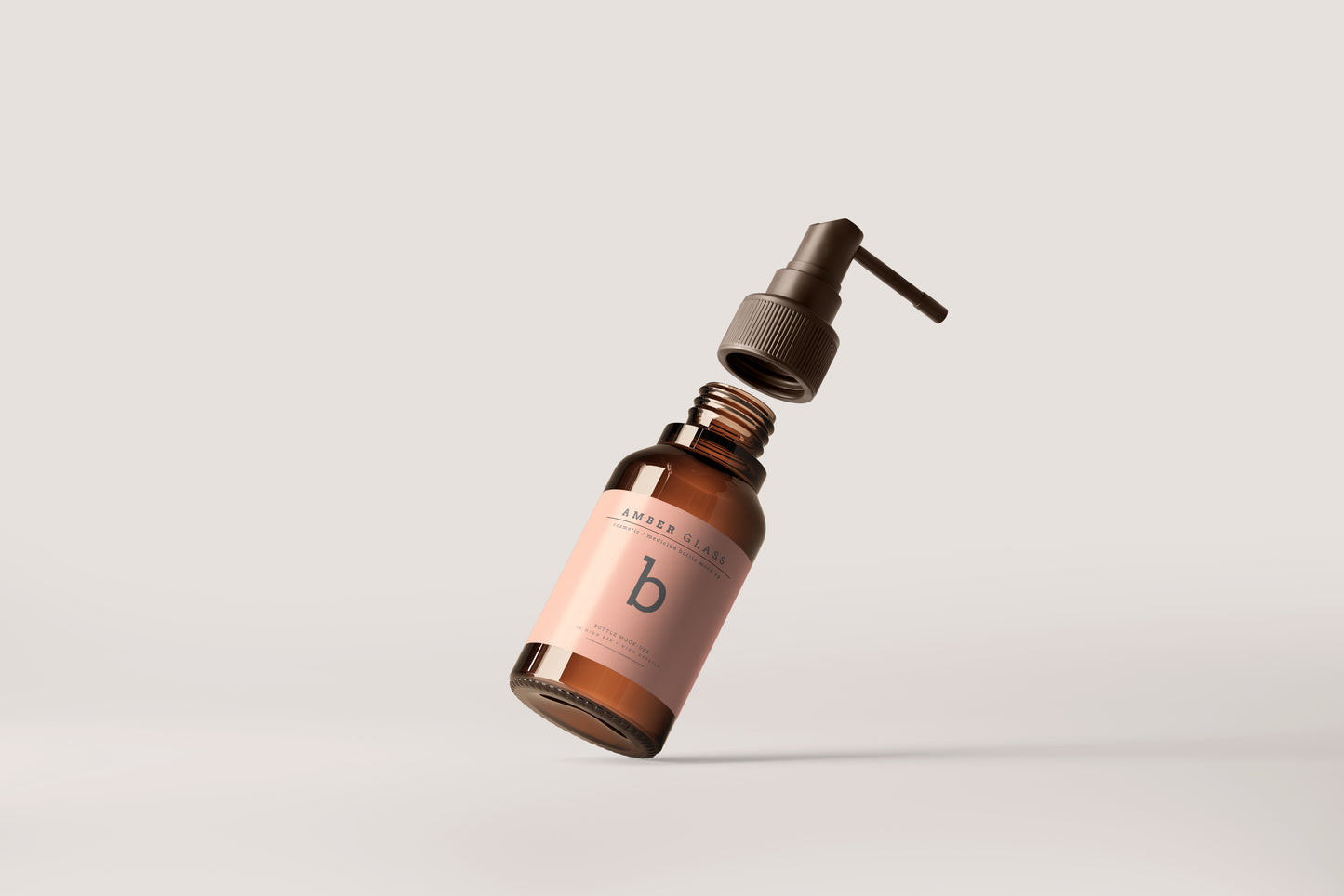 Amber Glass Throat Spray Bottle Mockups