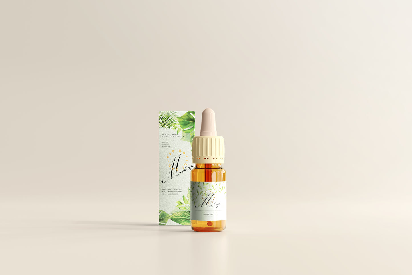 Amber Glass Dropper Bottle Mockup