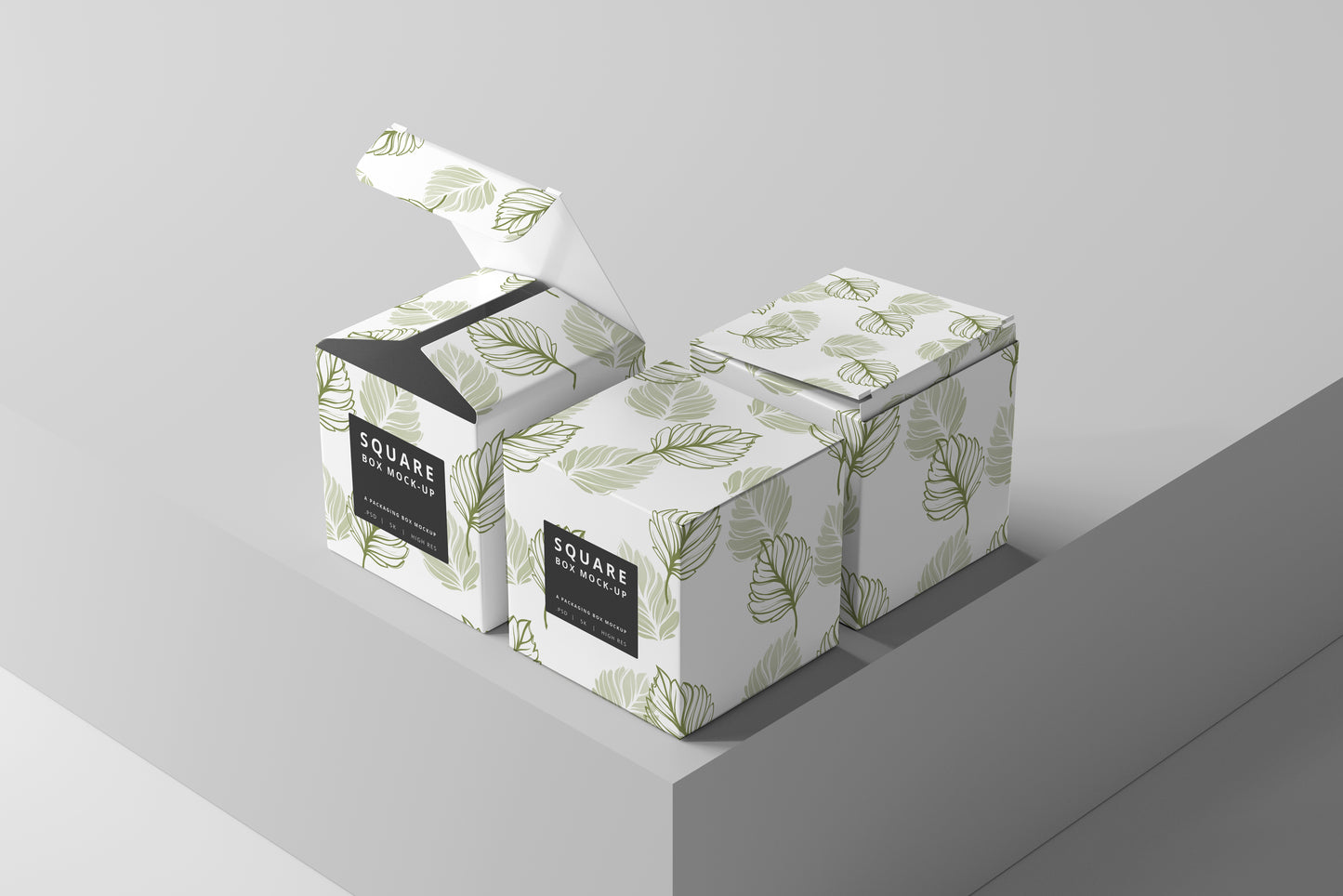 Square Product Packaging Box Mockups