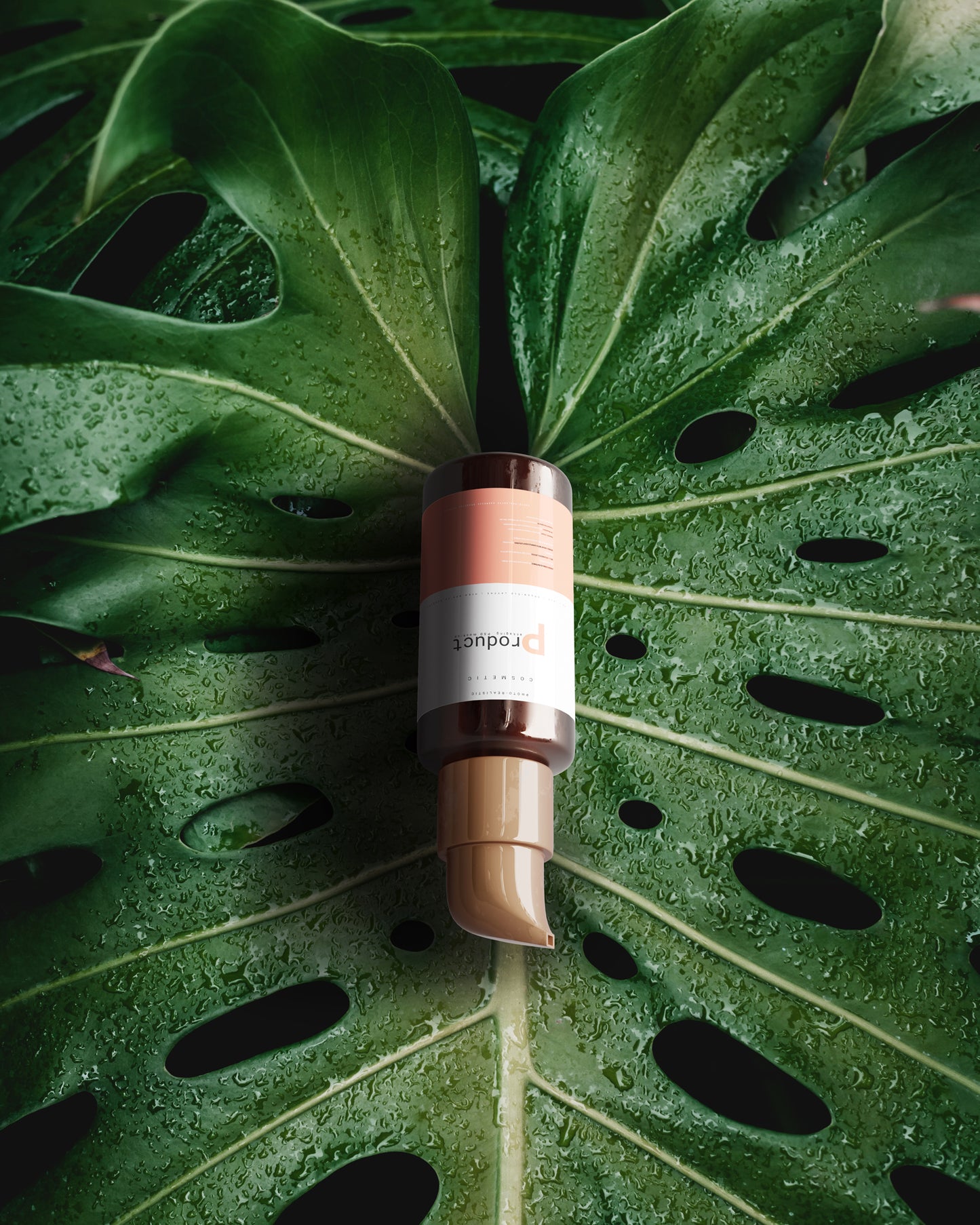 Amber Glass Tiny Airless Pump Bottle Mockup