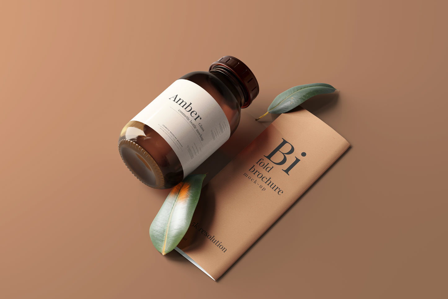 Amber Glass Bottle Mockup