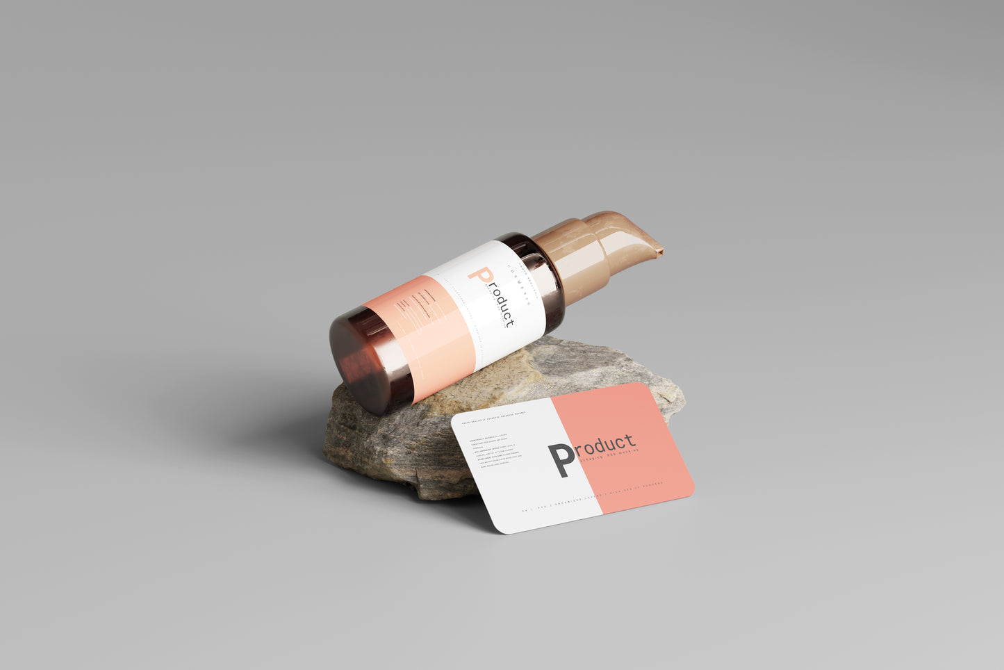 Amber Glass Tiny Airless Pump Bottle Mockup