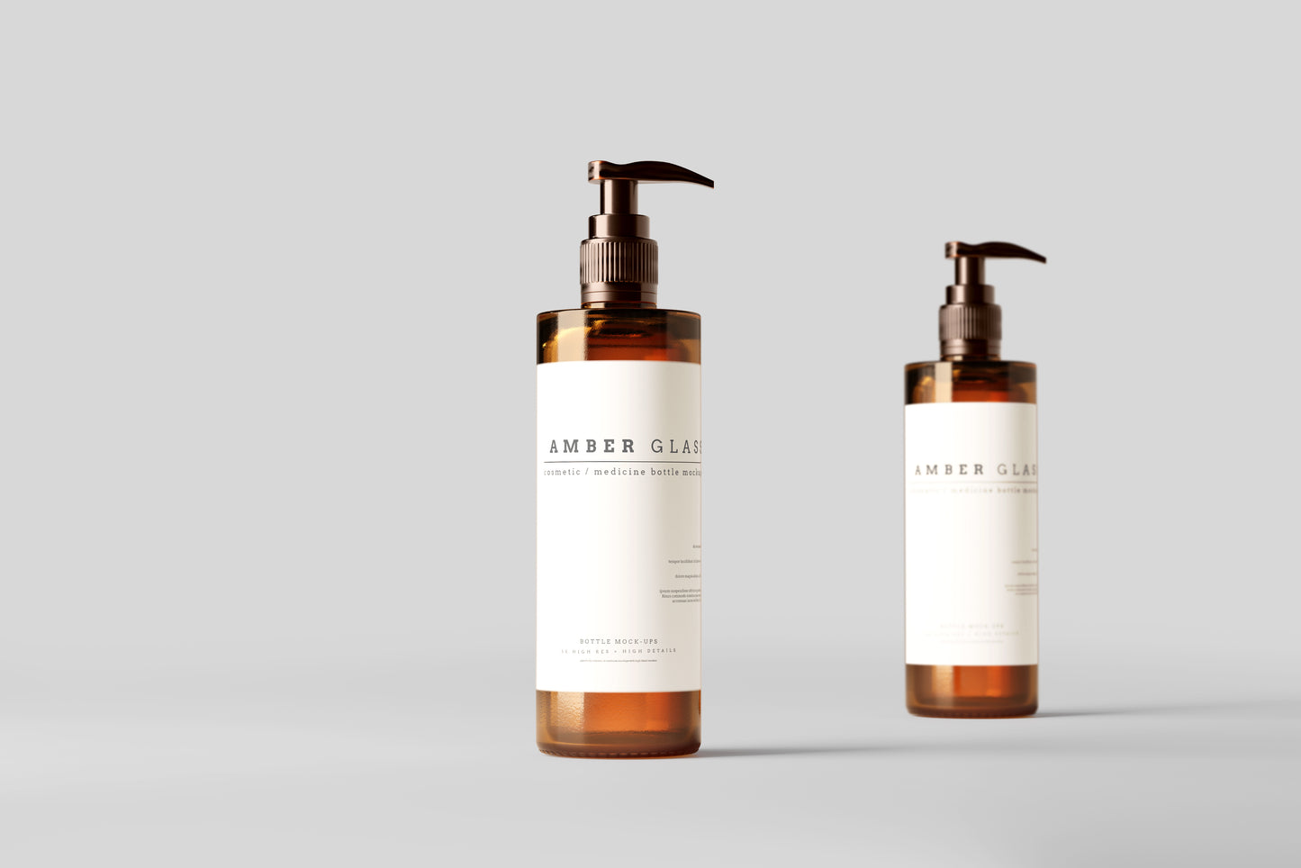 Amber Glass Pump Bottle Mockups