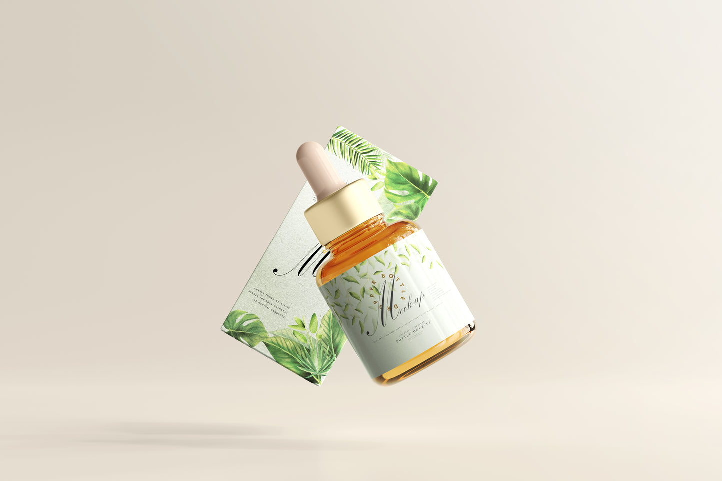 Amber Glass Dropper Bottle Mockup