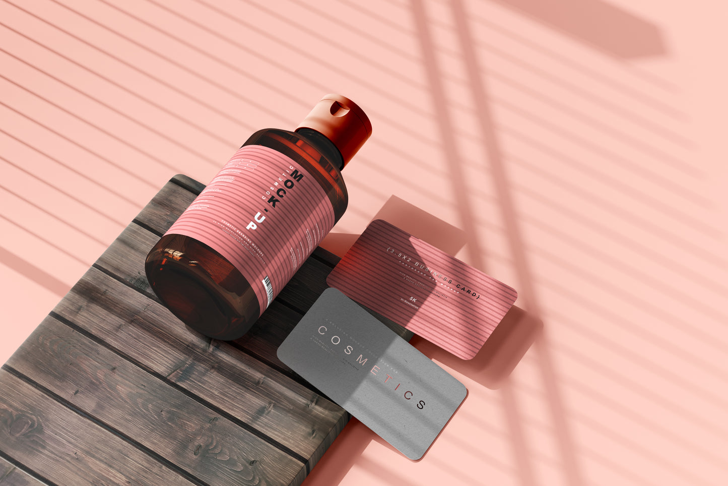 Amber Glass Cosmetic Bottle Mockups